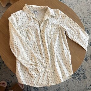 Old Navy White Patterned Button Down Shirt